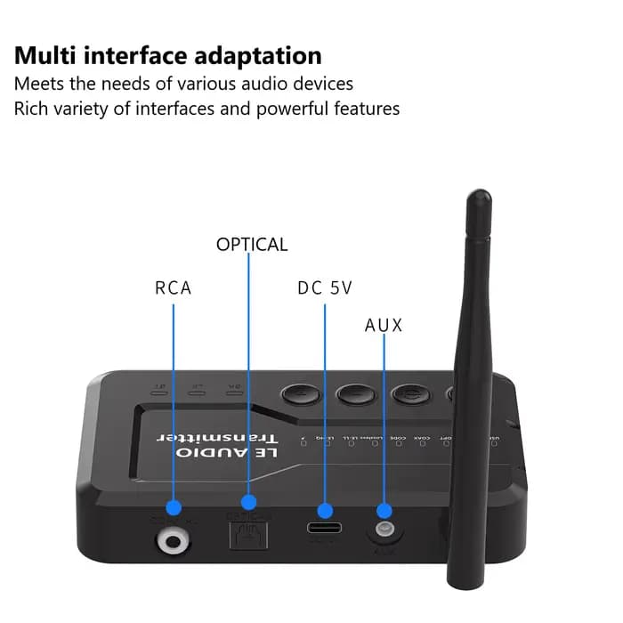 Émetteur Bluetooth LE Audio et système de casque TV, émetteur-récepteur Aptx sans perte/Auracast pour regarder, jouer et écouter de la musique