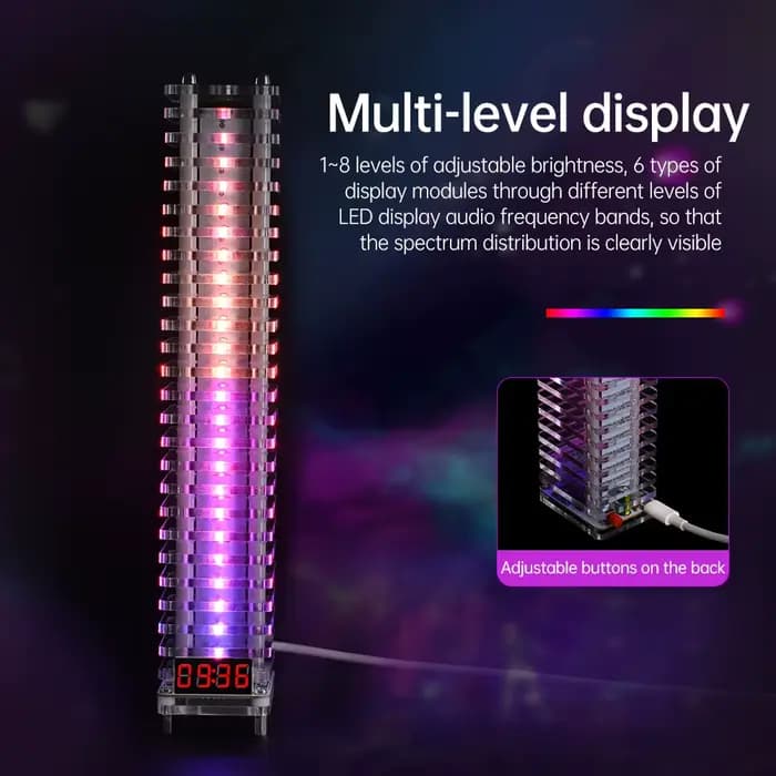 Voix Contrôlée Audio Niveau Tour Électronique Cristal Colonne Production Kit De Soudage Voix Contrôlée Musique Spectre DIY Spectre