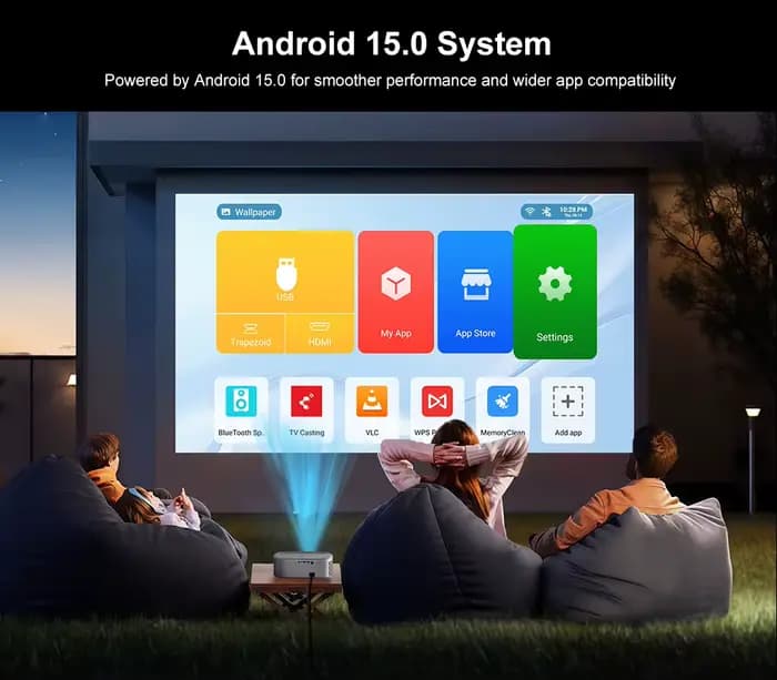 Everycom HQ11W 3600 ANSI 4K projecteur Full HD Android 15 3G 64G Home cinéma WiFi6 Smart TV films projecteurs de jeu