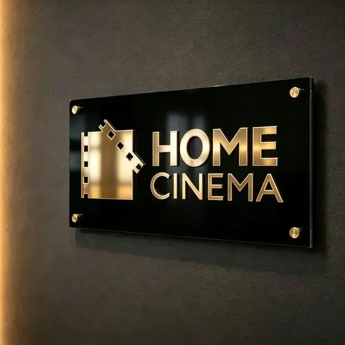 Plaque Murale Personnalisée HOME CINEMA 4K Ultra HD en Acrylique Premium pour Décoration de Salle de Cinéma à Domicile, Cadeau pour Salle de Films