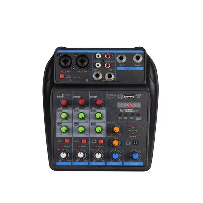 Petit mixeur audio 4 canaux avec Bluetooth, USB, MP3, alimentation fantôme 48V, pour diffusion en di