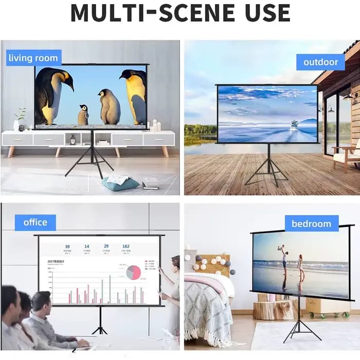 VEIDADZ écran de projecteur avec support métal gris Anti-lumière 60 84 100 120 pouces pour Home cinéma