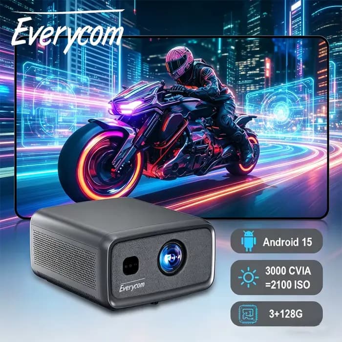 Projecteur Everycom CubeLite Ultra 3000 CVIA / 2000 ISO FHD 1080P 4K MEMC HDR10 Auto Focus Android 1