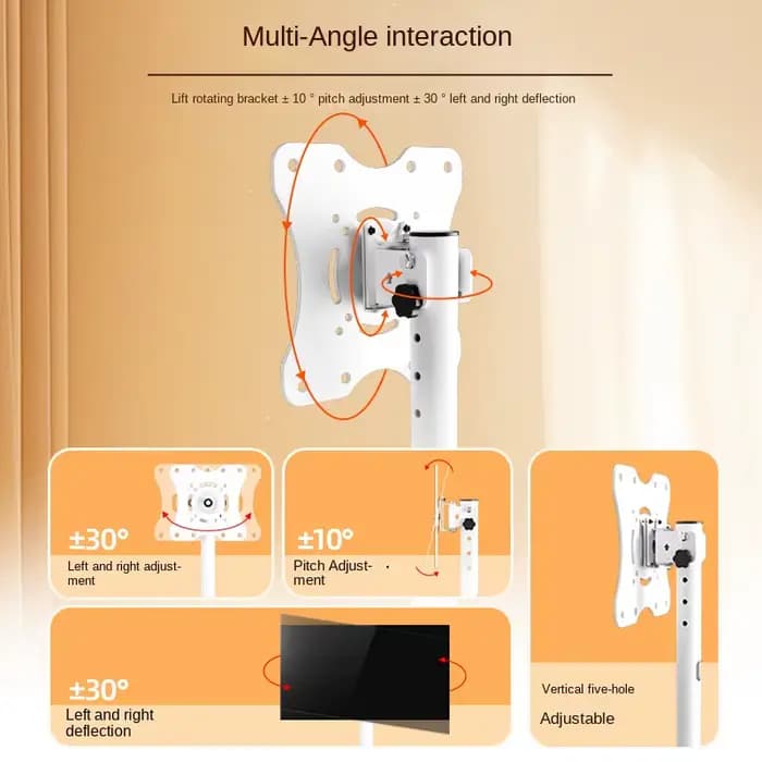 Meuble TV mobile réglable-360 ° Support au sol rotatif pour écrans OLED/LED 10-42"