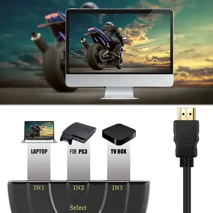 Répartiteur HDTV 3 en 1 sortie 4K, sélecteur de commutateur HD à 3 ports, câble HD prend en charge lecteur 3D Full HD 4K 1080P HDTV, Console de jeu PS4
