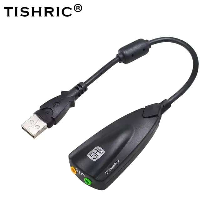 TISHRIC Promotion 5HV2 carte son usb externe 7.1 avec adaptateur d'interface audio 3.5mm pour haut-p