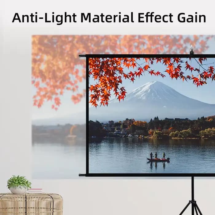 VEIDADZ écran de projecteur avec support métal gris Anti-lumière 60 84 100 120 pouces pour Home cinéma