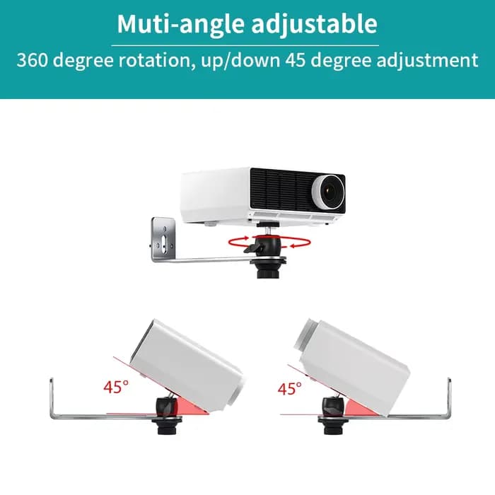 Support de projecteur mural multi-angle réglable en métal