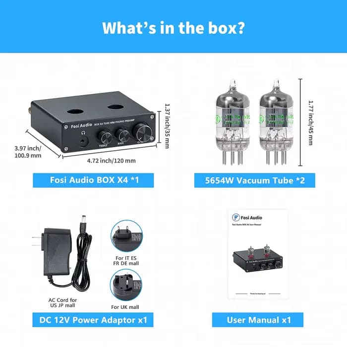 Préamplificateur Phono Fosi Audio pour Platine Phonographe avec Amplificateur à Tubes à Vide HiFi BO