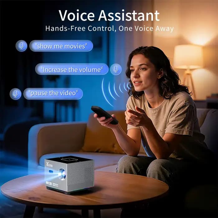Xnano Portable Smart Projector Native 720P Support 8K Android9.0 190ANSI ARGB Lumière Double WiFi Projecteur de cinéma à domicile