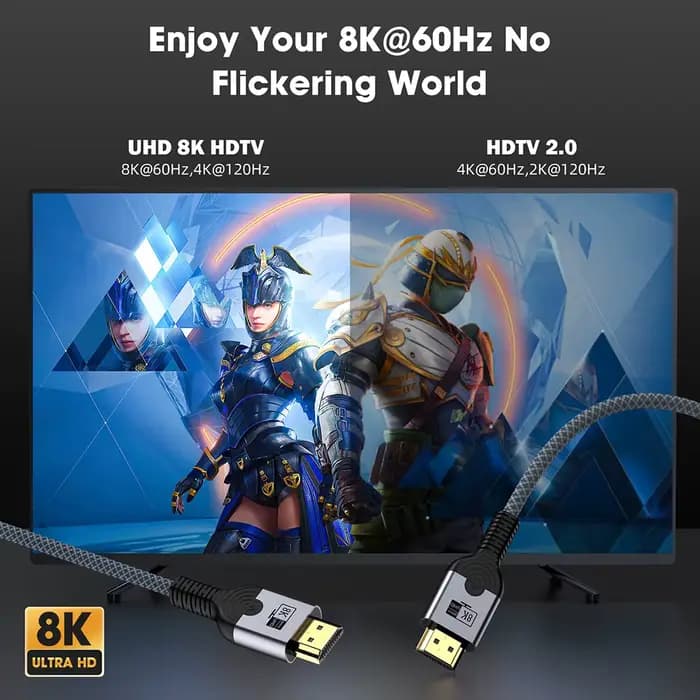 Câble vidéo 8K HDMI 2.1 haute vitesse 48Gbps dynamique HDR 8K/60Hz 4K/120Hz UHD