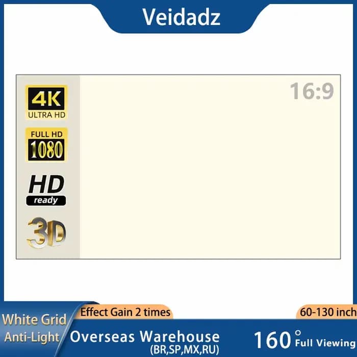 VEIDADZ écran de projecteur grille blanche Anti-lumière 16:9