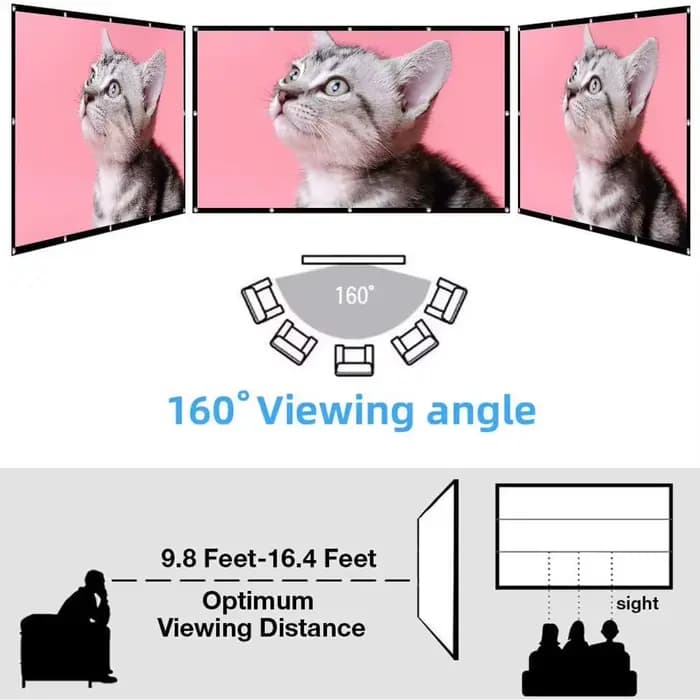 LEJIADA Nouvel écran de projection HD 16:9 pliable anti-plis