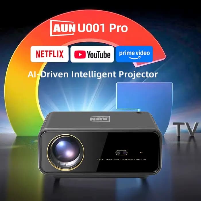 Projecteur AUN Android 14 Google TV Full HD Cinéma Portable Intelligent AI 2050 ANSI 4K LED