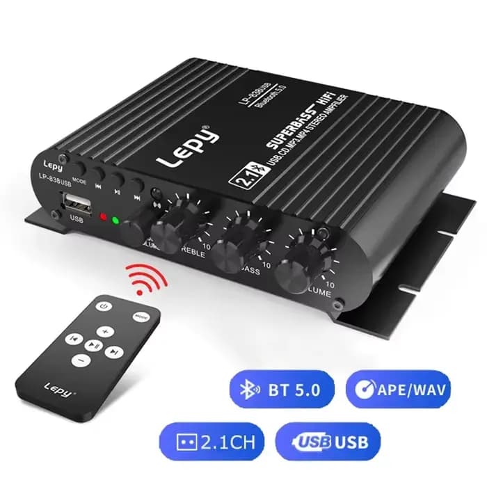 Amplificateur Bluetooth 5.0 LEPY LP-838USB 2.1 3 canaux avec prise en charge des basses profondes
