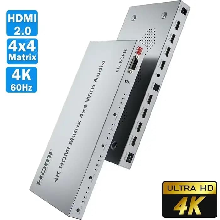 Commutateur matriciel HDMI 4K 30Hz/60Hz 4x4 avec extracteur Audio optique