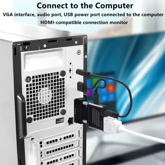Convertisseur compatible VGA vers HDMI 1080P mâle