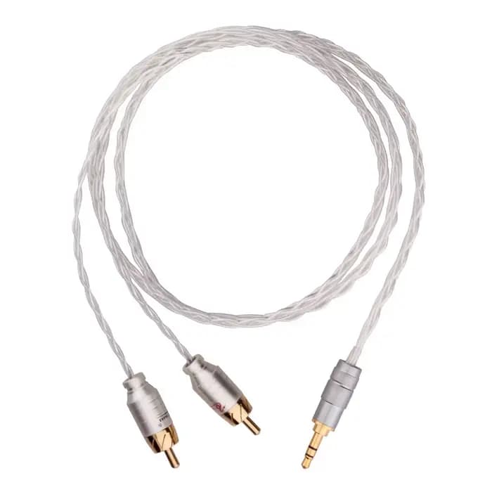 Câble répartiteur YYAUDIO plaqué argent 3,5 mm vers 2RCA 1-vers-2, cordon audio stéréo pour PC et en
