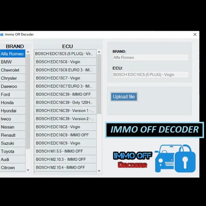 IMMO OFF DECODER (NOUVEAU IMMO OFF SOFTWARE) élimine les données d'immobilisation des fichiers ECU p