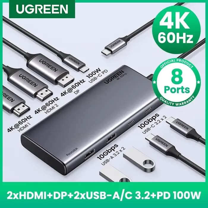 Adaptateur 8-en-1 triple affichage USB C HUB