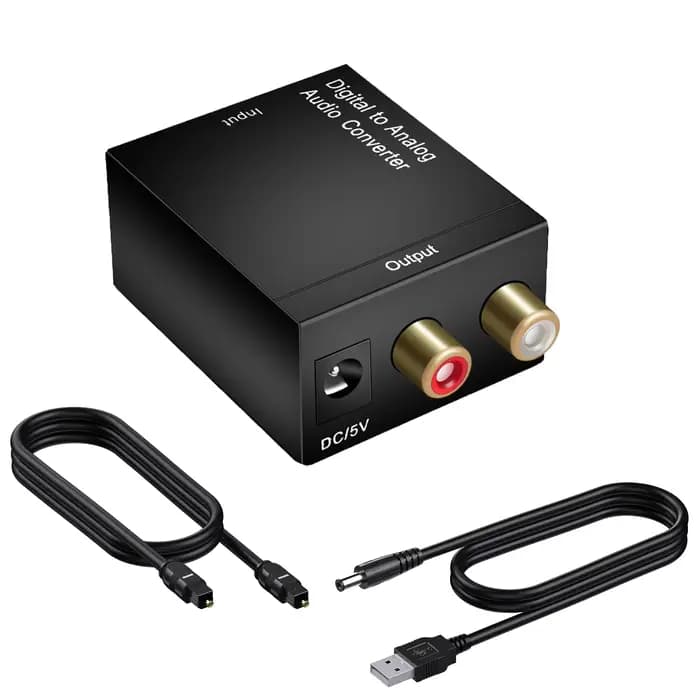Convertisseur Audio analogique numérique DAC, entrée coaxiale optique SPDIF Toslink vers L/R RCA Jac