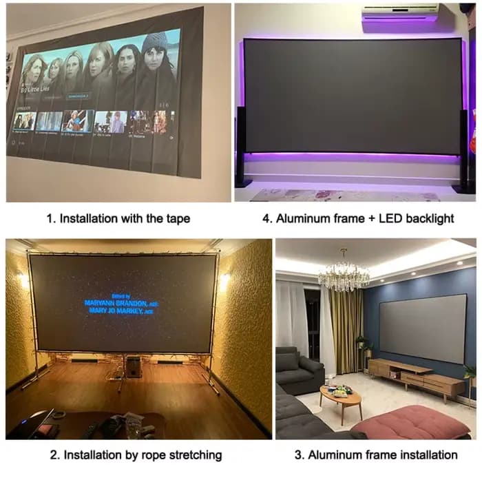Écran de projection portable simple en tissu anti-reflet pour la maison