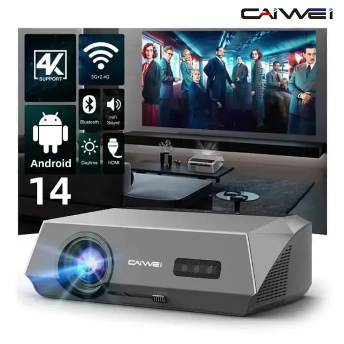 Projecteur CAIWEI A10Q 4K Full HD 1080P Cinéma Maison Google TV WiFi Smart TV Mise au Point Automatique Netfli
