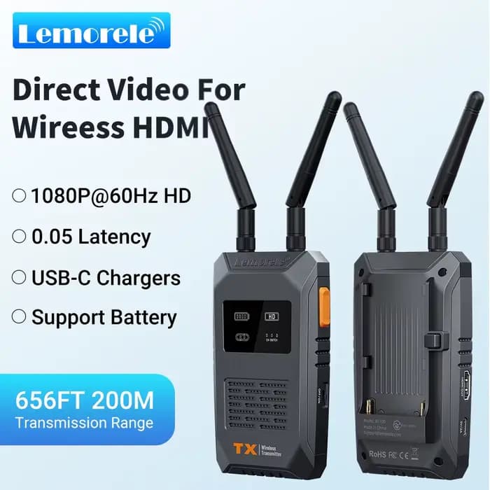 Lemorele 5G 1080P transmetteur et récepteur HDMI sans fil 200M émetteur-récepteur vidéo à faible latence pour appareil photo ordinateur portable TV APP préservative