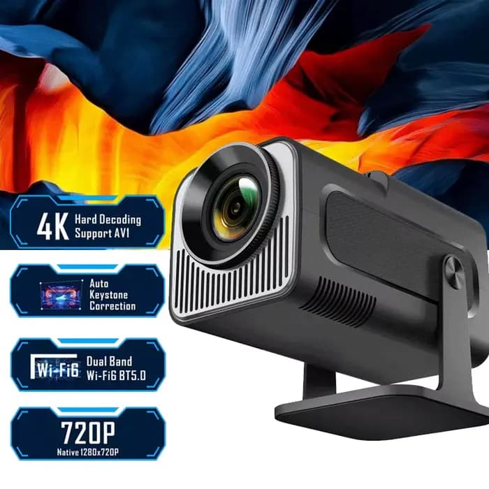 Projecteur 4K HY320 mini 720P Double Wifi6 BT5.0 Cinéma Domestique Extérieur Film Intelligent