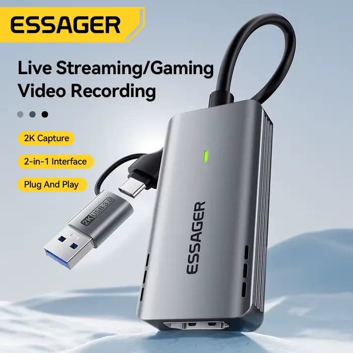 Essager 2 en 1 USB 3.0 carte d'acquisition vidéo 4K HDMI vers USB/type-c jeu diffusion en direct enregistrement pour
