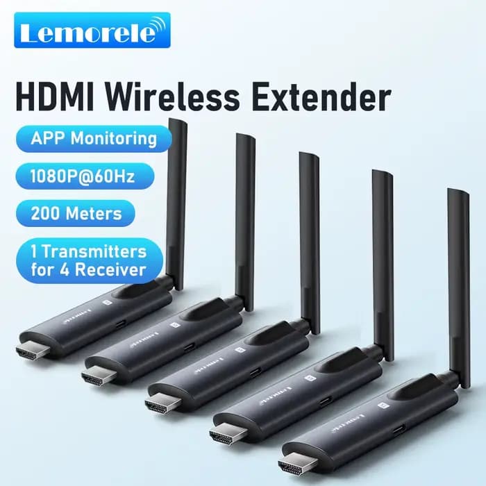 Lemorele Émetteur et Récepteur HDMI Sans Fil 200m avec Moniteur APP
