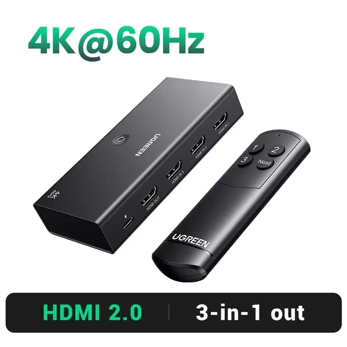 UGREEN-Commutateur HDMI 2.1 2.0 8K, 3 en 1, avec télécommande, 8K @ 60Hz, 4K @ 120Hz, convertisseur