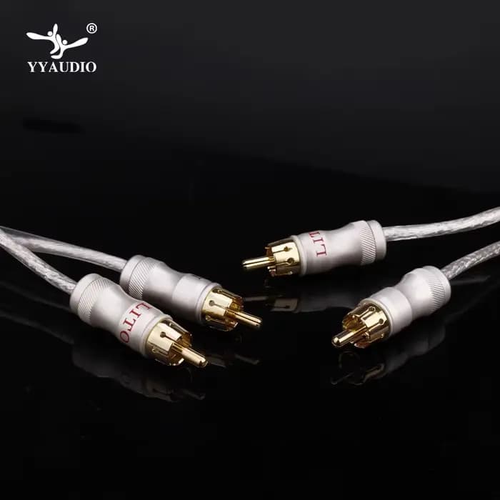 YYAUDIO Liton plaqué argent double anneau de filtre fièvre câble de Signal Audio ligne prise RCA