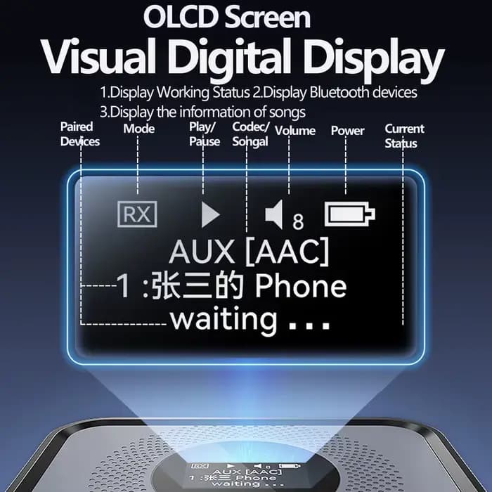 Tebe OLCD – récepteur et émetteur Audio Bluetooth 6.0/5.2