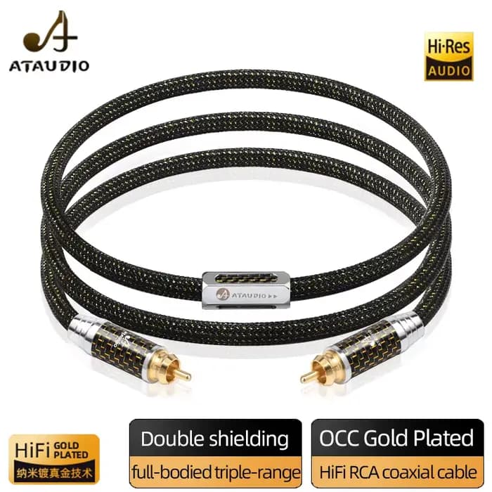 ATAUDIO RCA câble Coaxial Audio numérique haut de gamme OCC noyau plaqué or RCA vers RCA mâle cordon stéréo