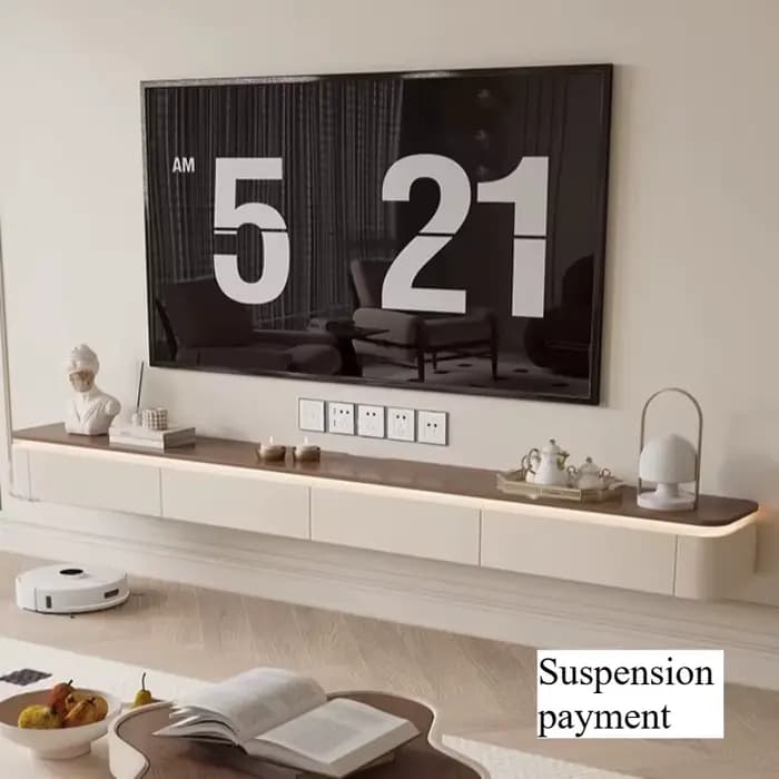 Ensemble meuble TV moderne et table basse blanc pour salon