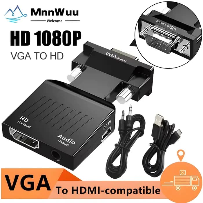 Convertisseur compatible VGA vers HDMI 1080P mâle