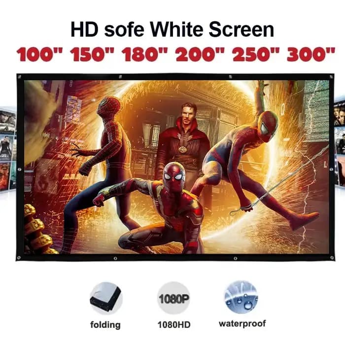 Écran de projecteur blanc Portable en PVC, Projection frontale avec œillets HD/4K pris en charge per