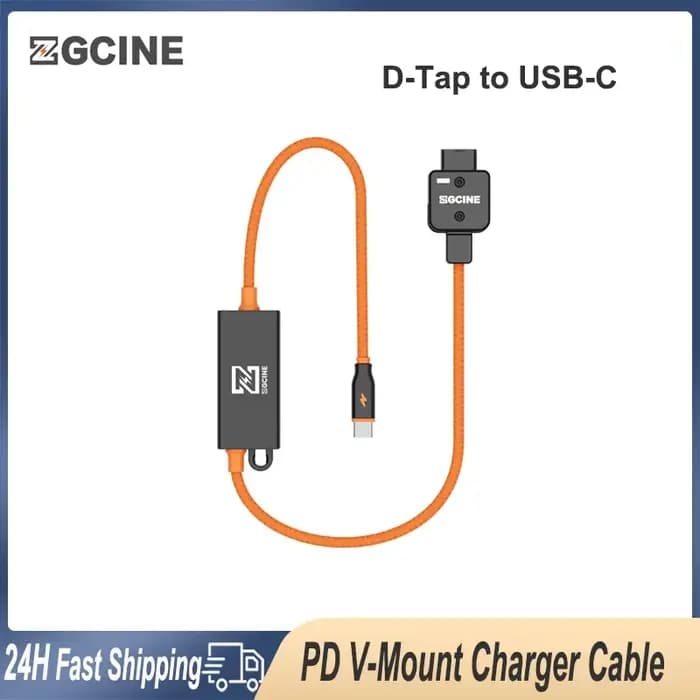 ZGCINE DT-PD 20 V-Mount chargeur câble tressé D-Tap vers USB-C PD pour appareils photo téléphones