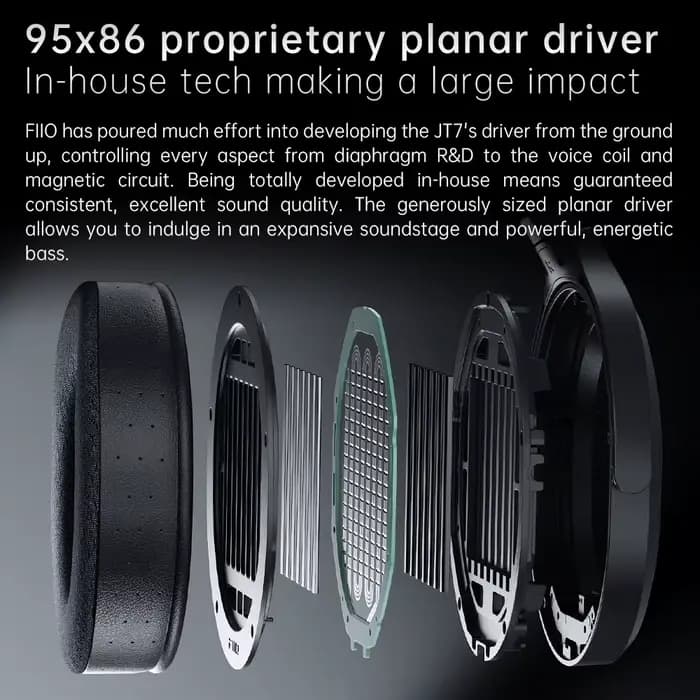 Casque audio magnétique planaire FiiO JT7 avec un design de transducteur