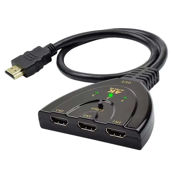 Répartiteur HDTV 3 en 1 sortie 4K, sélecteur de commutateur HD à 3 ports, câble HD prend en charge l