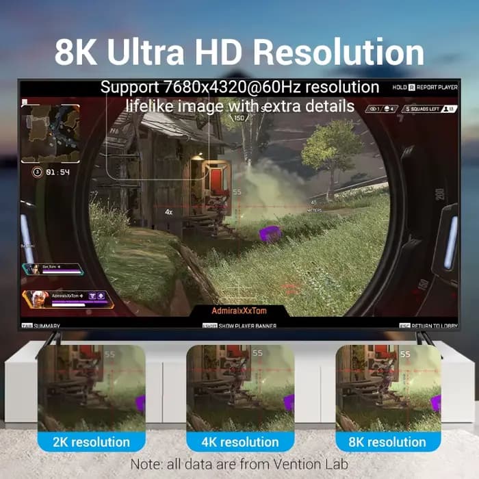 Vention displayport 1.4 câble 8K 60HZ 4K HDR 165hz