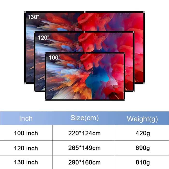 Everycom – écran de projecteur 100 120 130 pouces