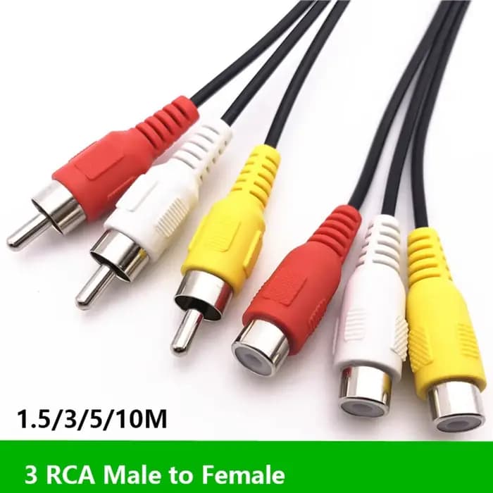 Câble d'extension Audio-vidéo AV mâle vers femelle 3RCA vers 3 RCA 1.5m 3m 5m 10M