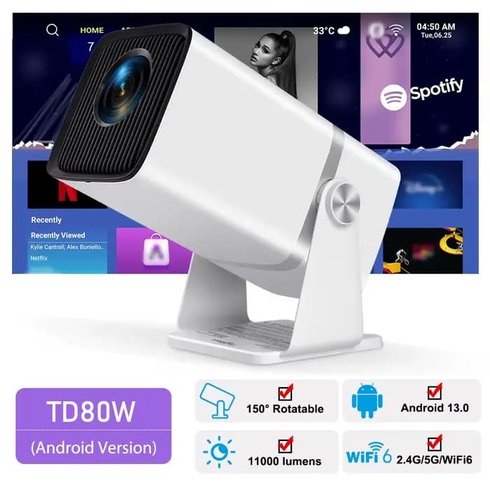 ThundeaL 4K projecteur Full HD FHD TD80W Android WiFi 3D Home cinéma TD80 projecteur à faisceau Port