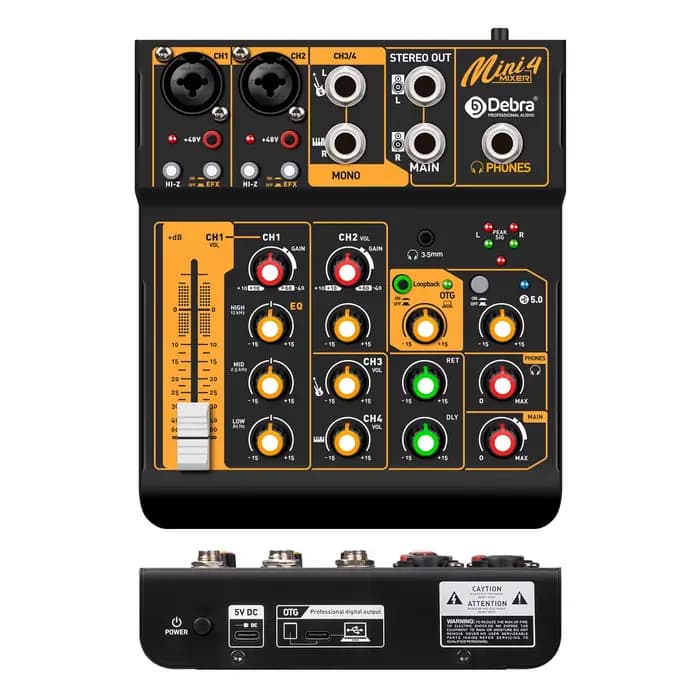 Mini mélangeur Audio 6 6 canaux, mélangeur DJ avec Bluetooth 5.0 OTG Reverb, carte son 48V pour enre