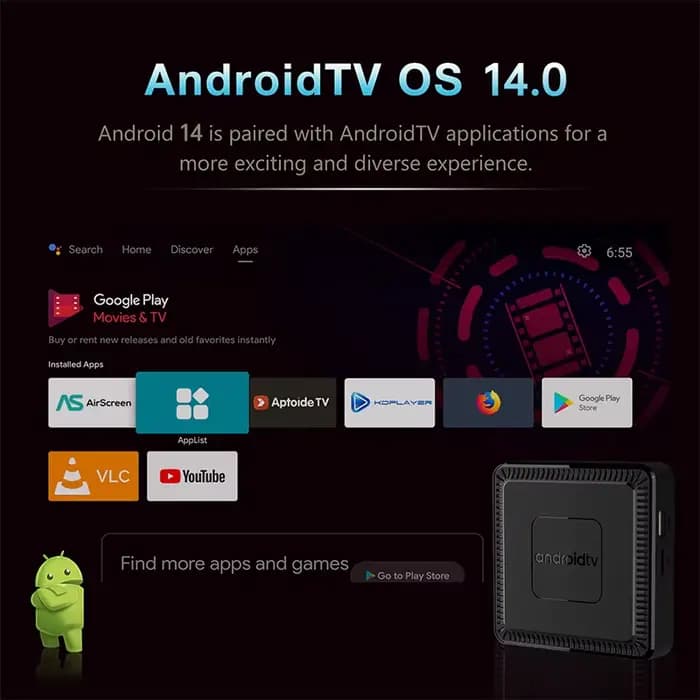 Nouvelle Box TV Intelligente Q7 2025 Android 14 Allwinner H313 2 Go + 16 Go ROM WiFi 6 Double Bande Bluetooth 5.2 Télécommande Vocale Google Lecteur Multimédia