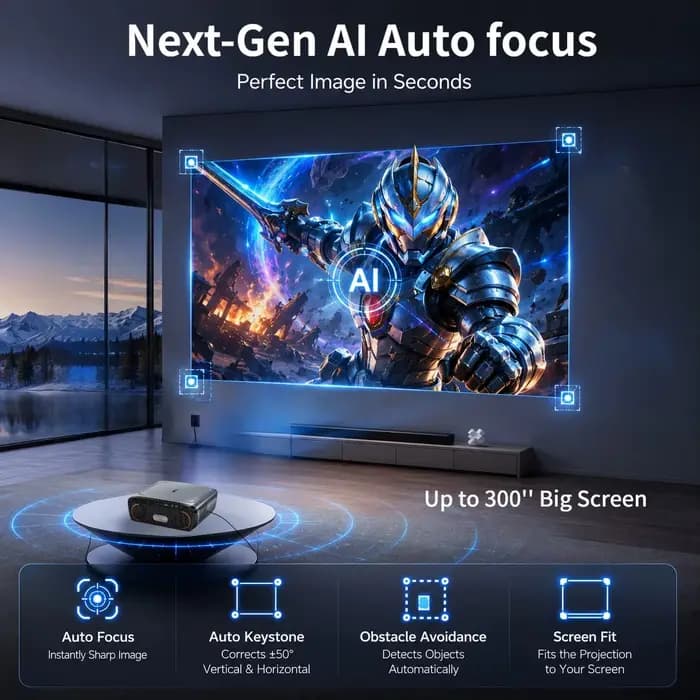 Projecteur 4K UHD 1080P natif 4200 ANSI avec Google TV