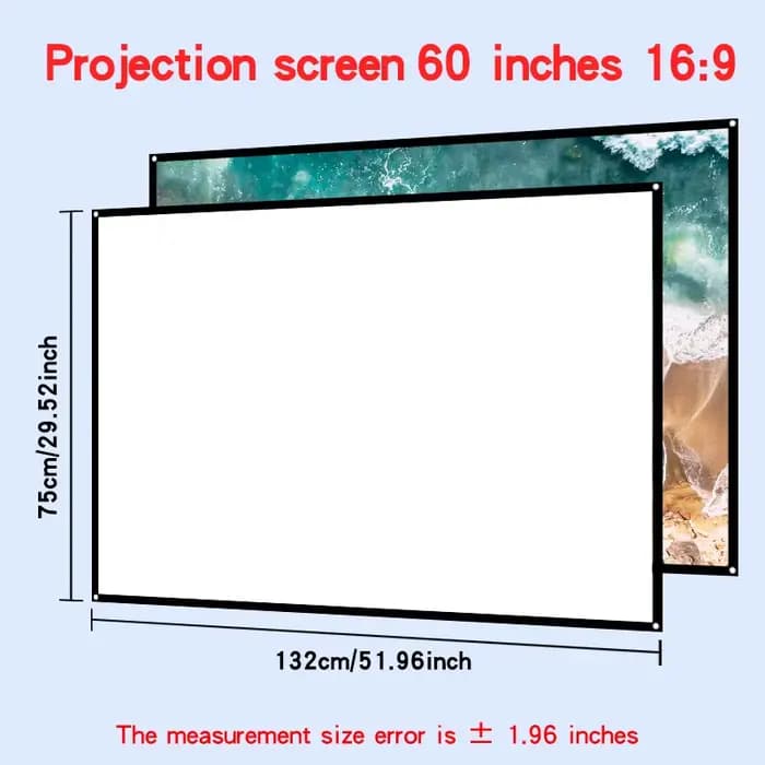 Écran de projection mural pliable, facile à nettoyer, non perforé de 60 à 150 pouces, écran souple b
