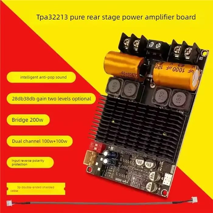 Module d'amplification audio de classe D haute puissance TPA3221 Stéréo 100W x 2, Mono en pont 200W, Carte d'amplificateur de puissance numérique de scène arrière pure